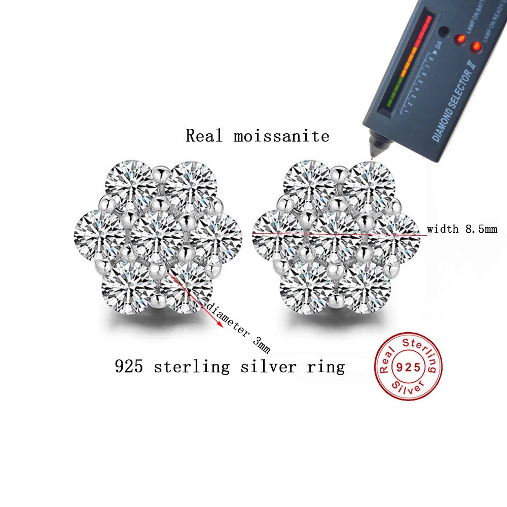 Snowflake Moissanite Stud Earrings in Sterling Silver — product view 5
