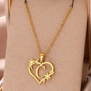 Golden Floral Heart Choker Necklace - Alphabet Jewelry
