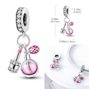 Charm Beads Sterling Silver Pink