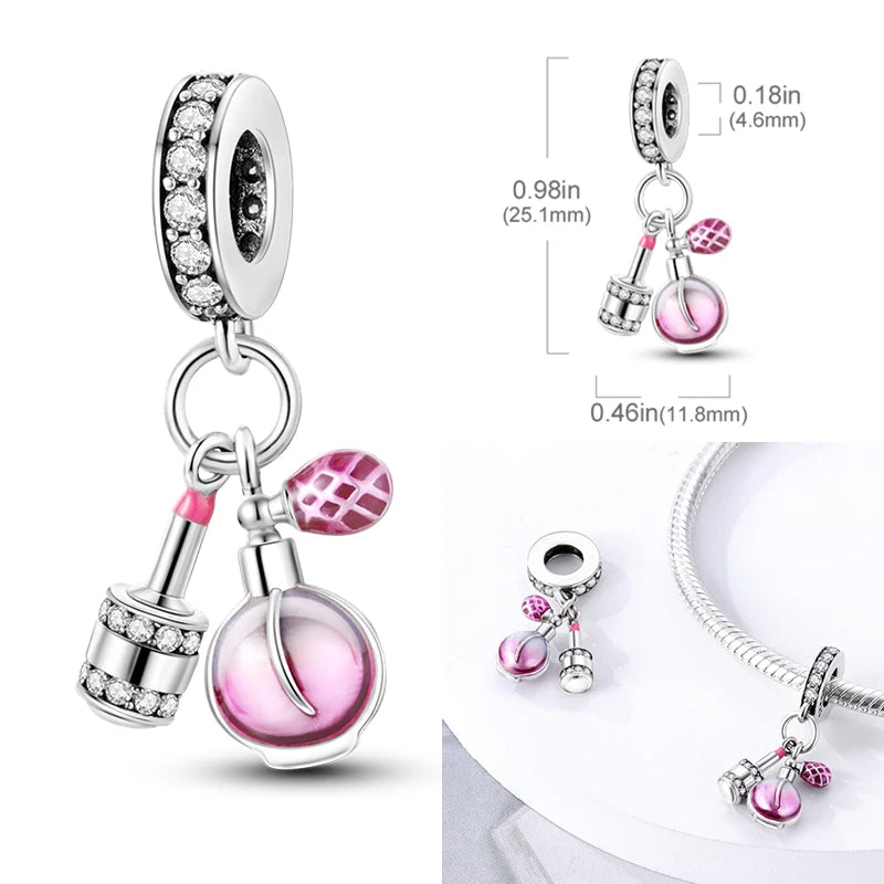 Charm Beads Sterling Silver Pink