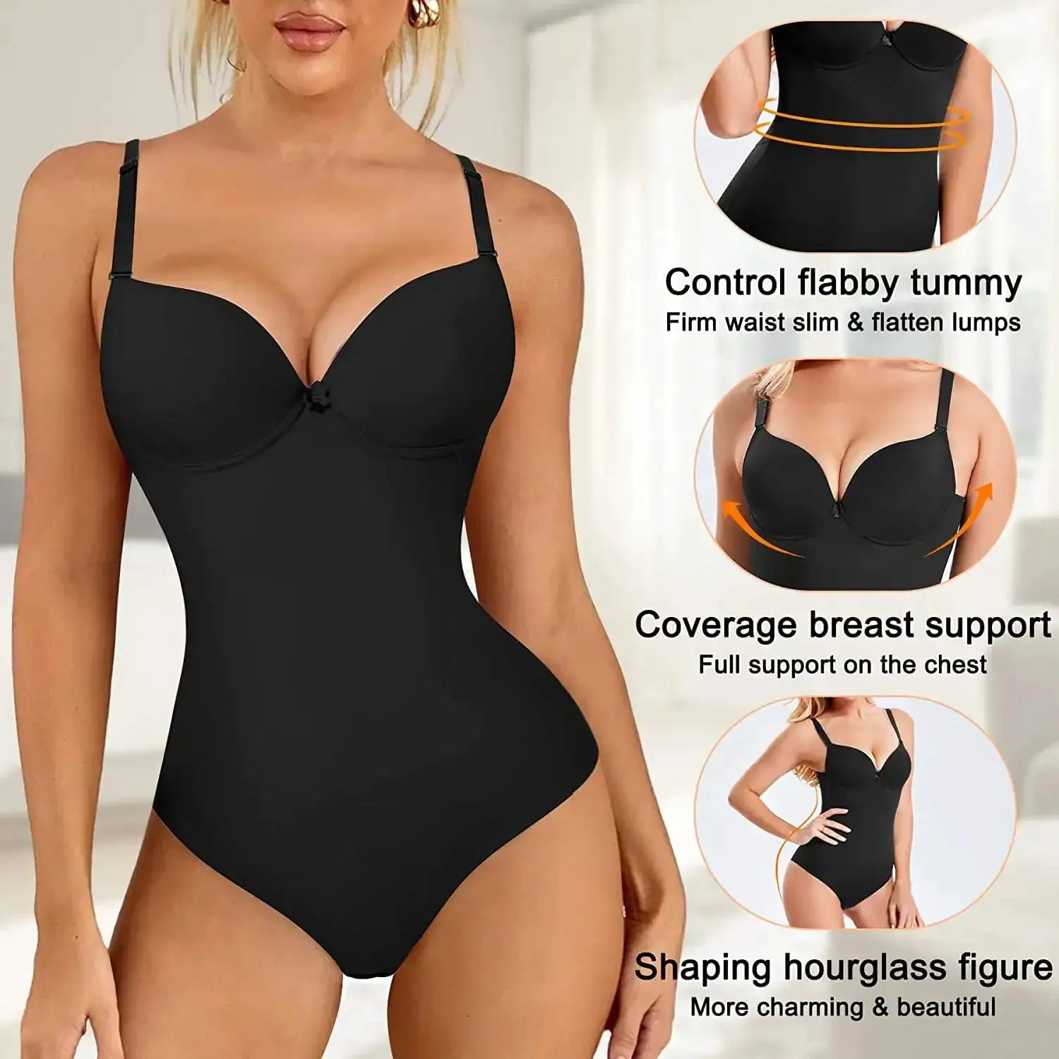 V-Neck Shapewear Bodysuit For Women Slimming Jumpsuit