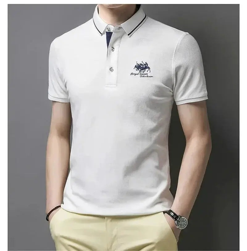 New Summer Korean Embroidered Polo Shirt For Men Luxury Top