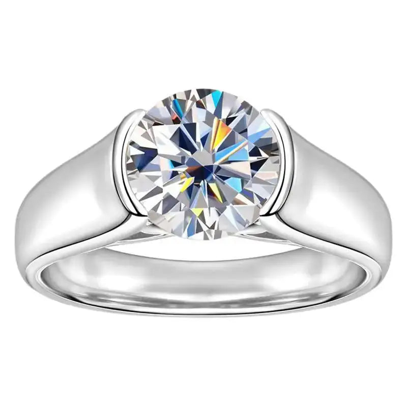 Round Moissanite Ring in Sterling Silver Carat Casual Sporty — product view 4