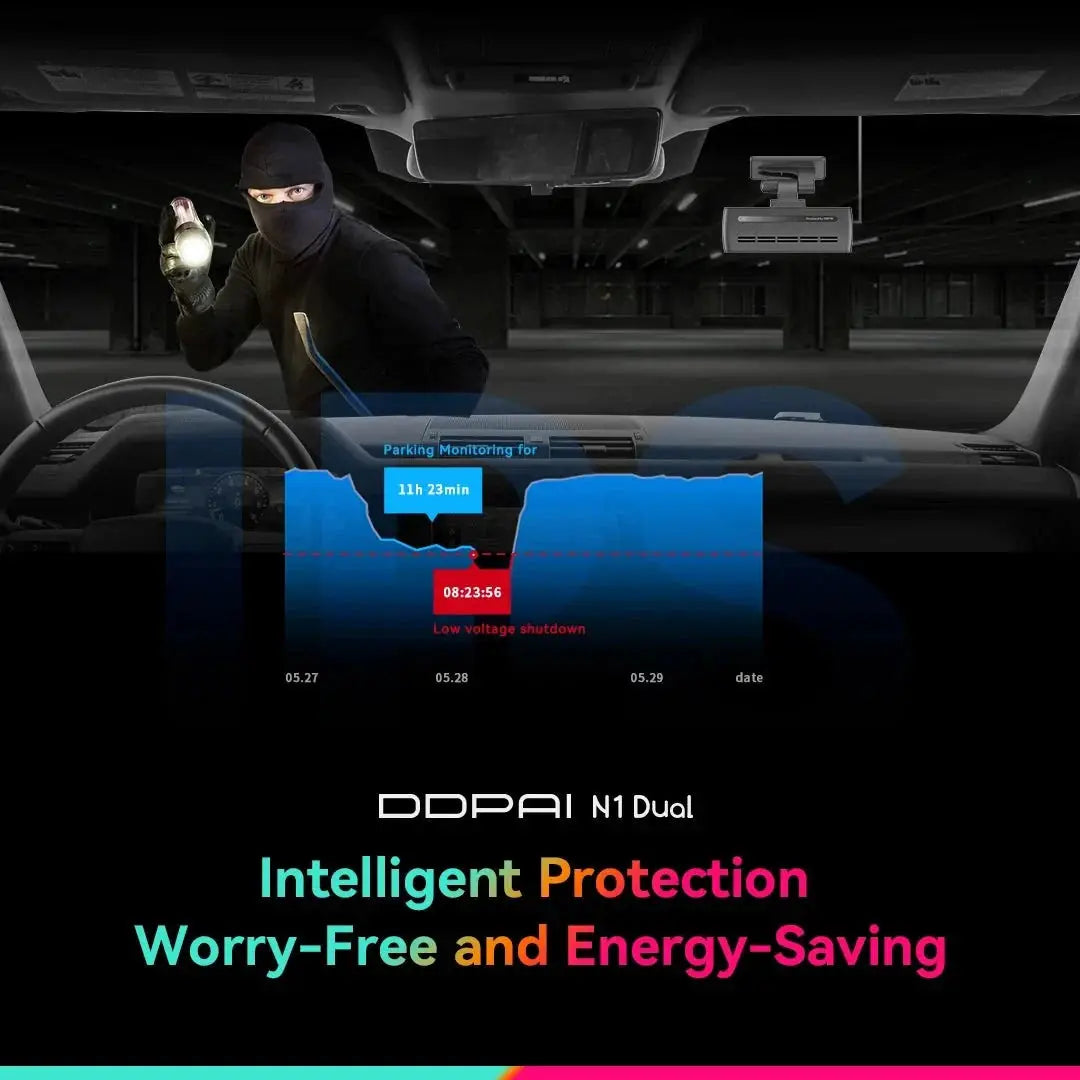 DDPAI Dash Cam N1 Dual Front And Rear Night Vision 1296P App Control - stepyours.com