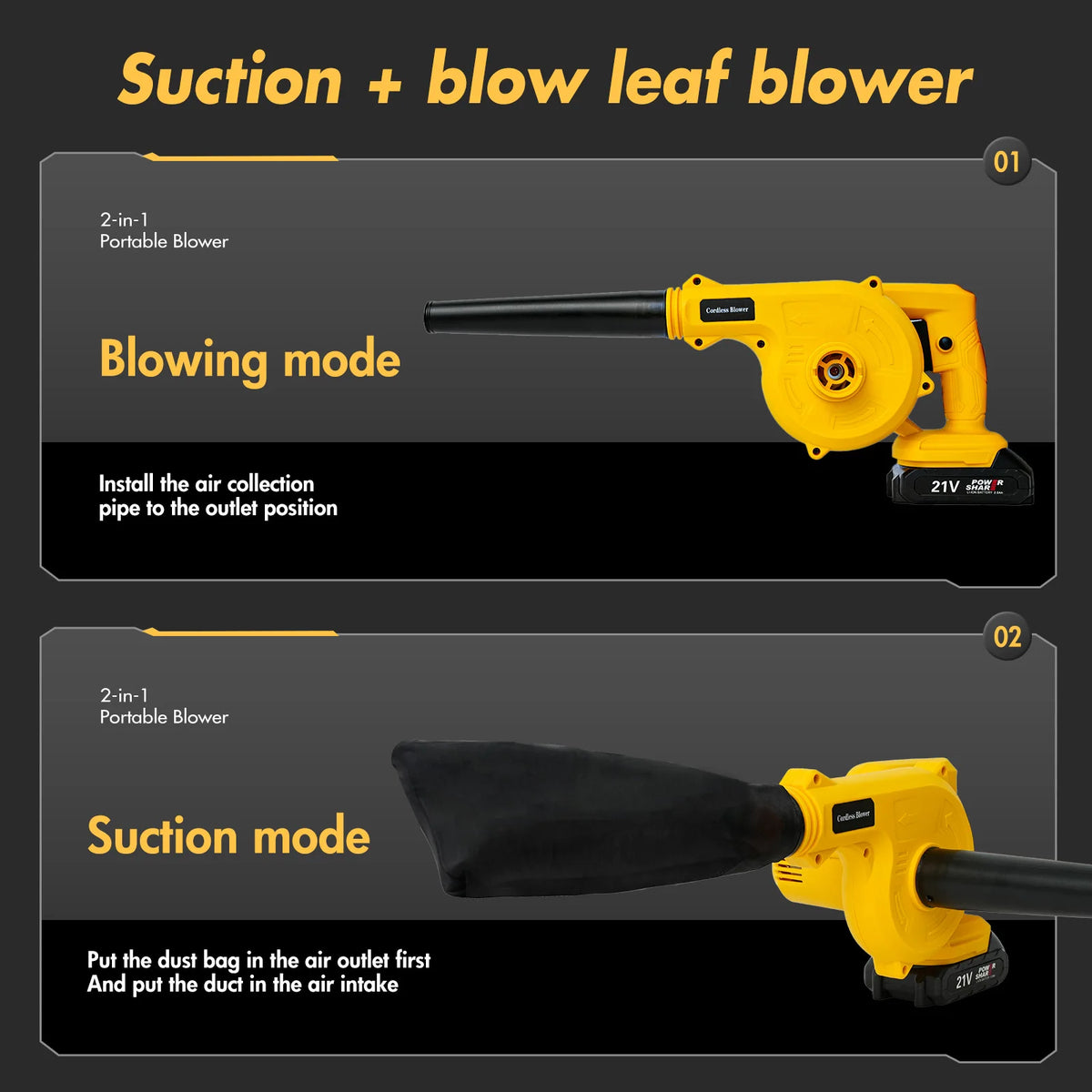 Cordless Leaf Blower Portable with Battery and Charger for Lawn — product view 7