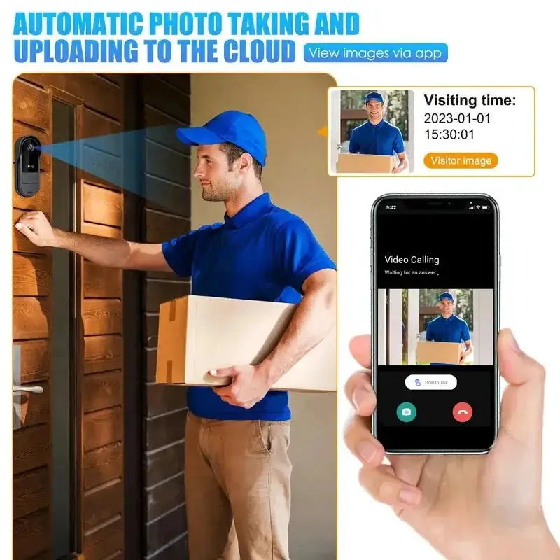 Tuya WiFi doorbell 2-way HD 1080P, microSD/cloud, waterproof, 1000mAh battery, long standby,Wireless Security Camera
