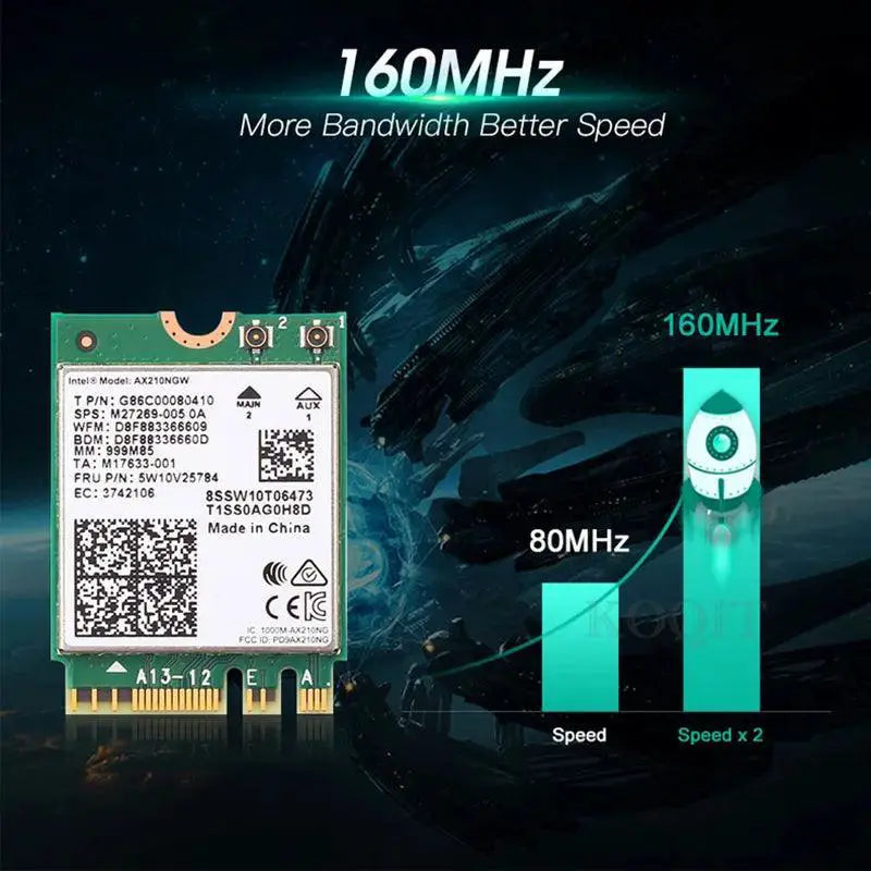 Intel AX210 Tri Band WiFi Adapter Bluetooth Enabled