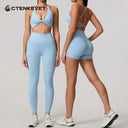 Quick Dry Women Sports Set V Shaped Bra Yoga