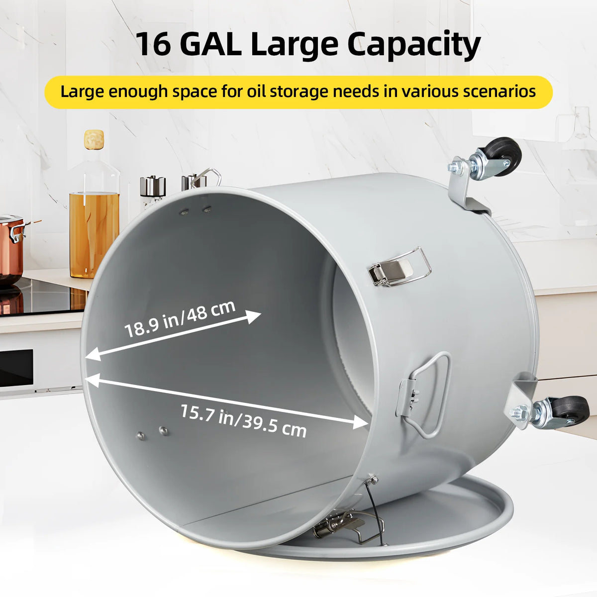 Gallon Fryer Grease Bucket, Liter Large Steel Oil Filter Pot — product view 6