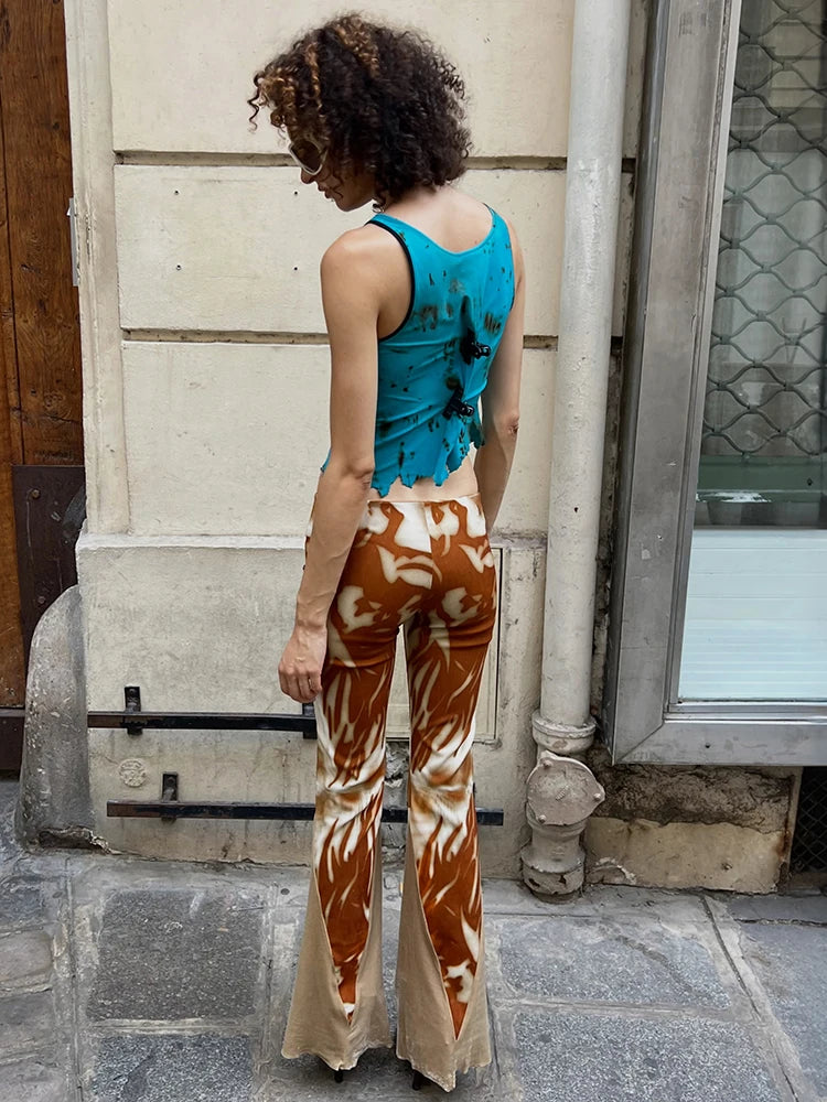 NIBBER Art Print Ruched Pants