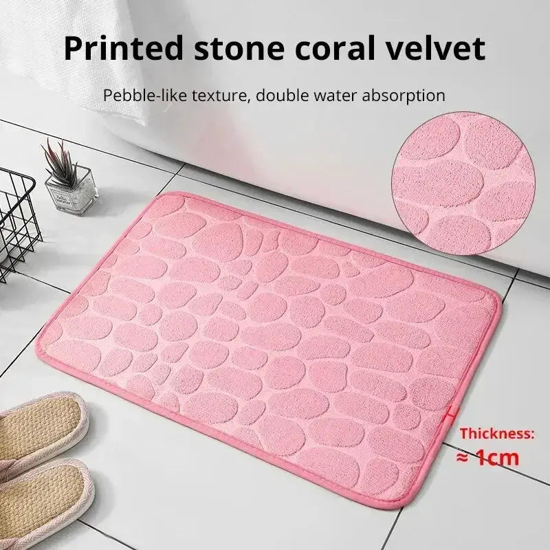 Non Slip Cobblestone Embossed Memory Foam Bath Mat