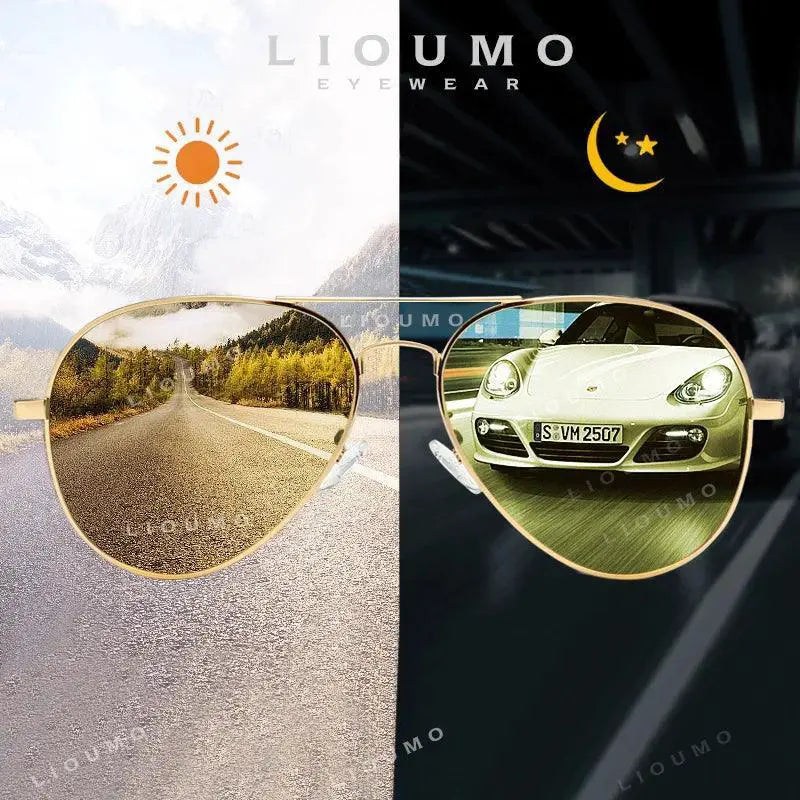 Unisex Polarized Photochromic Pilot Sunglasses for Driving