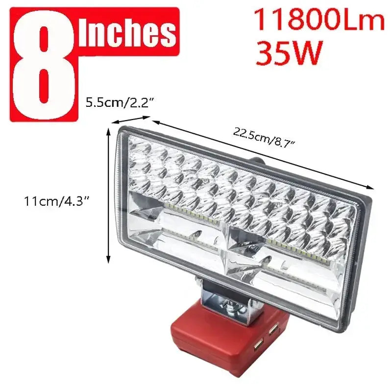 8 Inch LED Work Light Torch Compatible With Makita DeWalt