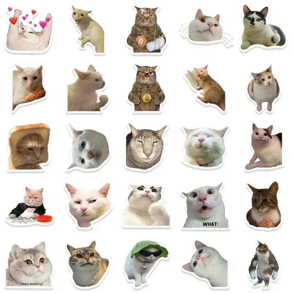 Funny Cat Meme Stickers Pack For Vibrant DIY Decor