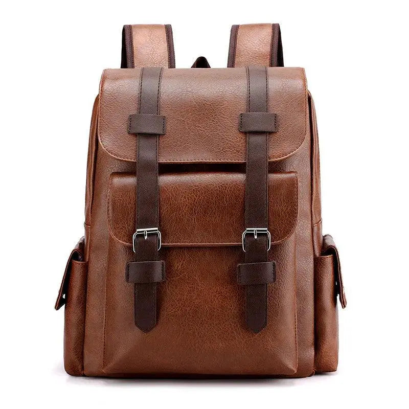 Men PU Leather Laptop Backpack Large Capacity For Work