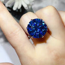 Colored Moissanite Six Claws Sterling Silver Ring