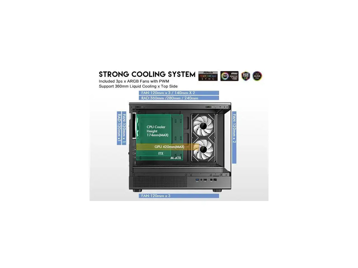 DIYPC ARGB-M1-BK Black Cases (Computer Cases - ATX Form)