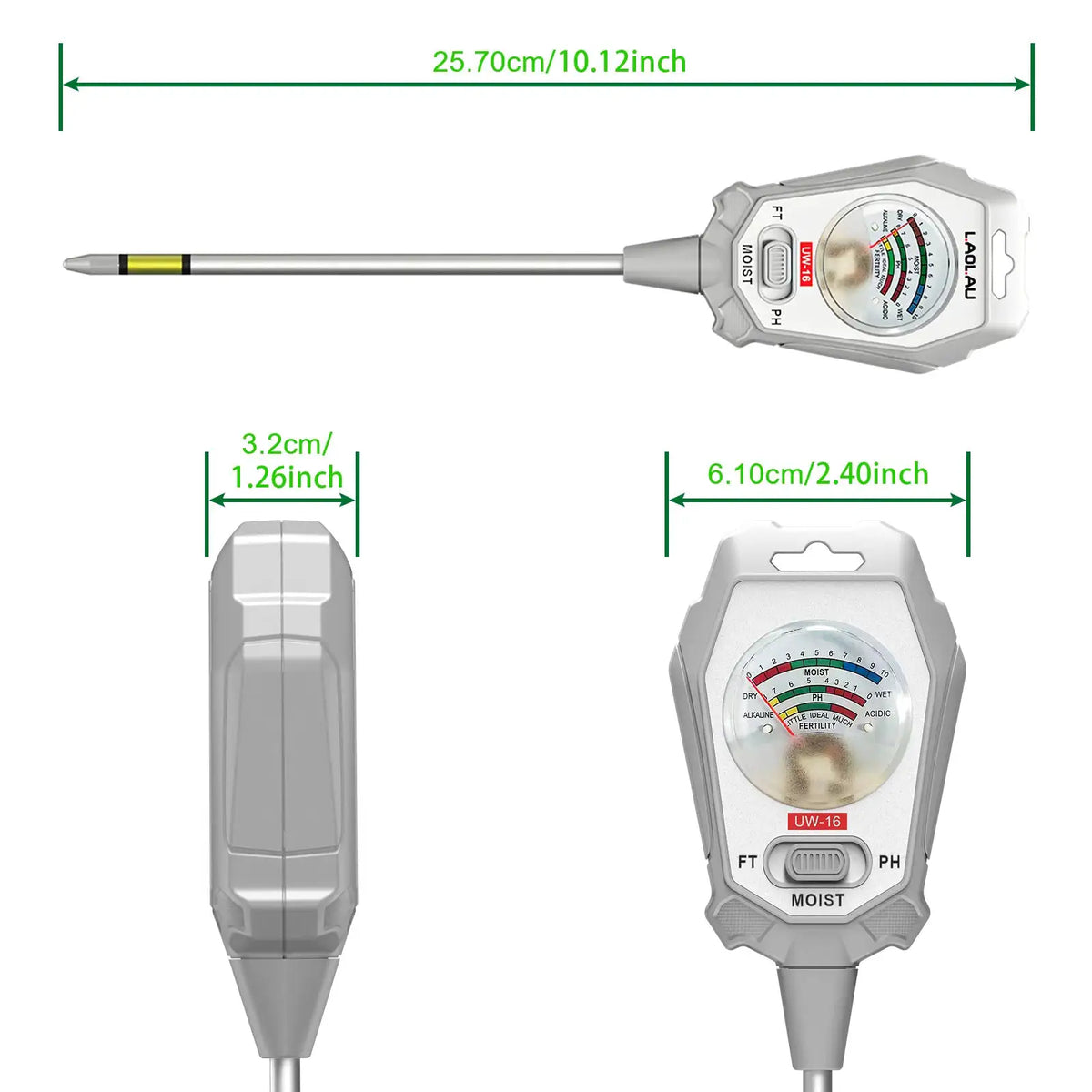 3 in 1 PH Meter Soil Moisture Meter Sensor Fertility Test Tool For Indoor/Outdoor Gardening Plant Moisture/Fertility/PH Testing