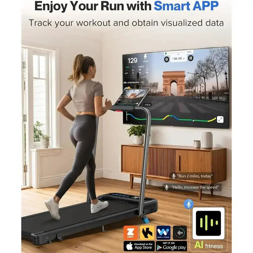 Quiet 3.0HP Incline Treadmill, Portable Walking Pad with Handle, 320 lbs Capacity, Compact Desk Treadmill with LED Display & App