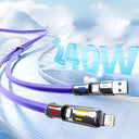 4-in-1 240W USB Type C Silicone Fast Charging Cable, For iPhone Huawei Samsung Xiaomi Durable Type-C To USB A Cable