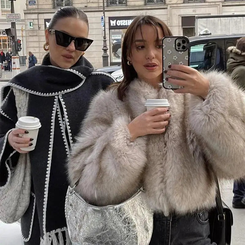 Stay Chic Cozy Luxurious Gradient Faux Fur Jacket Women