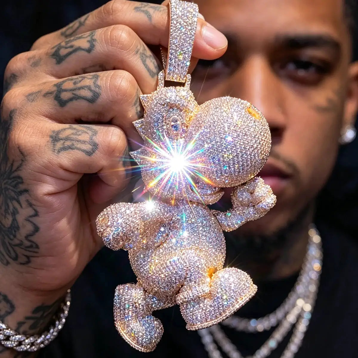 Rose Gold Iced Cartoon Pendant — product image 3