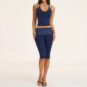 Fitness Set Women Stripes Polka Dot Capri