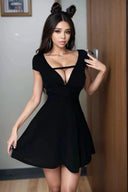 Pure Desire Curvy Womens Summer Dress Low Cut V Neck Fashion