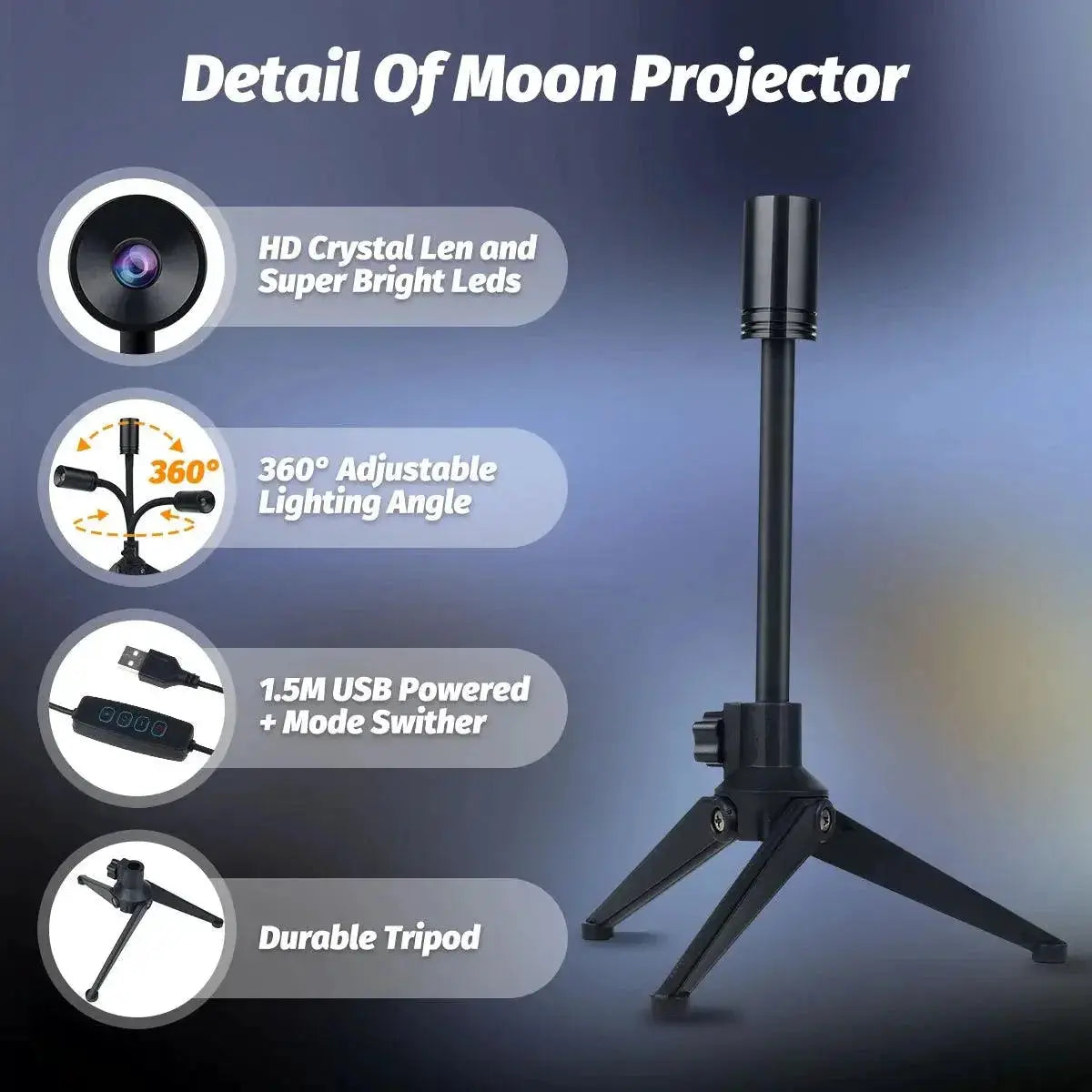 Celestial Moon Projector Night Light USB Power Supply