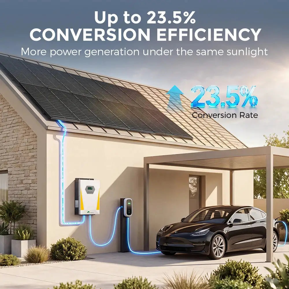 RVPOZWER 400W/200W/100W Bifacial Solar Panels 18BB Mono Cells 23.5% High Efficiency Module RV Power Marine Boat Outdoor Off Grid