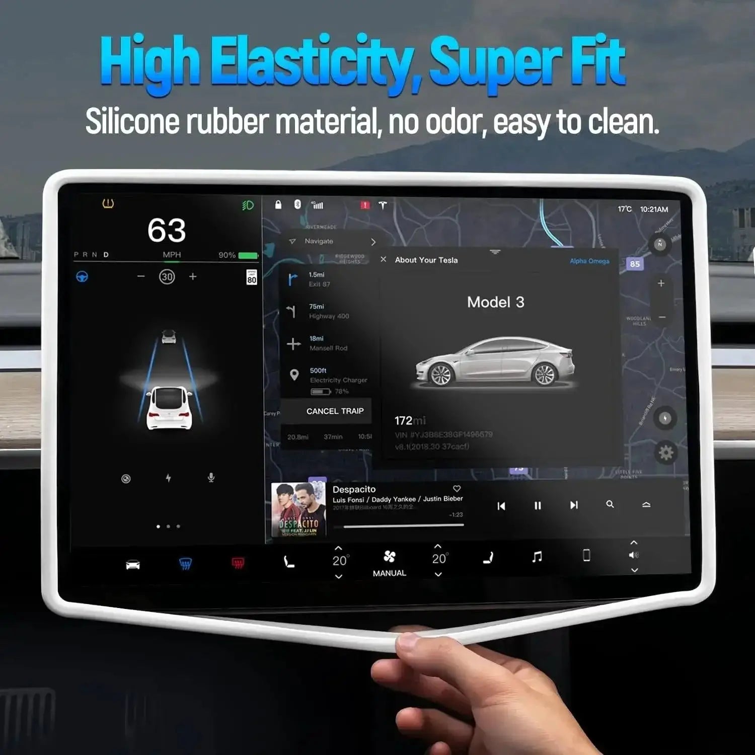 Tesla Model 3 and Model Y Screen Protector Silicone Frame