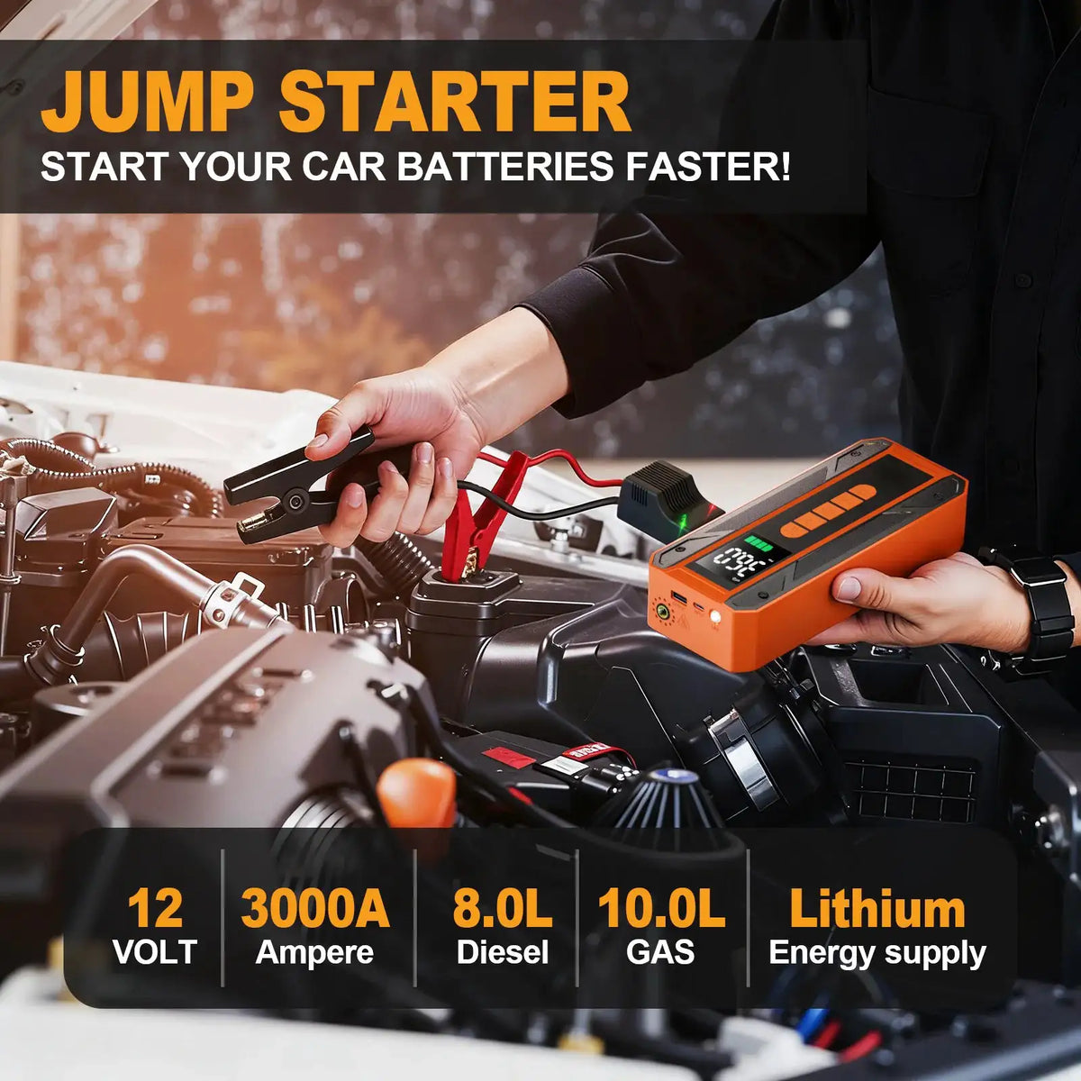 Portable Jump Starter And Air Pump Combo — product view 5