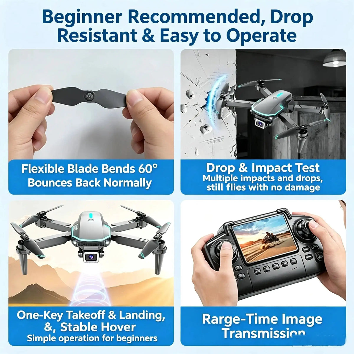 TONGLI Foldable Drone RC Quadcopter with Large‑Screen Remote Control — product view 3