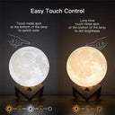 Moon Lamp: Celestial Touch Control Rechargeable 3D Printed LED