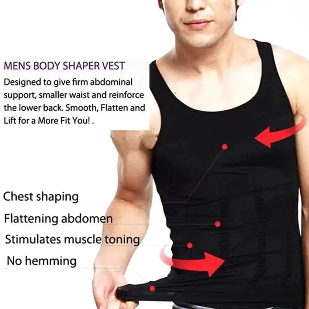 Mens Slimming Body Shaper Vest Nylon Tummy Control