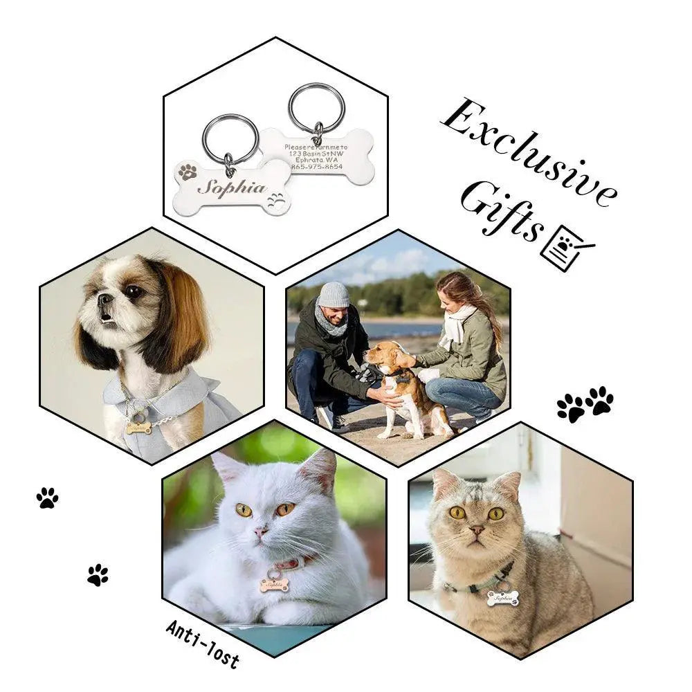 Personalized Stainless Steel Pet Name Tag for Dogs and Cats