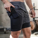 Men's Double-Decker Camo Running Shorts for Gym and Fitness