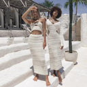 Summer Beach Chic Backless 2-Piece Set Trendy Crop Top Skirt