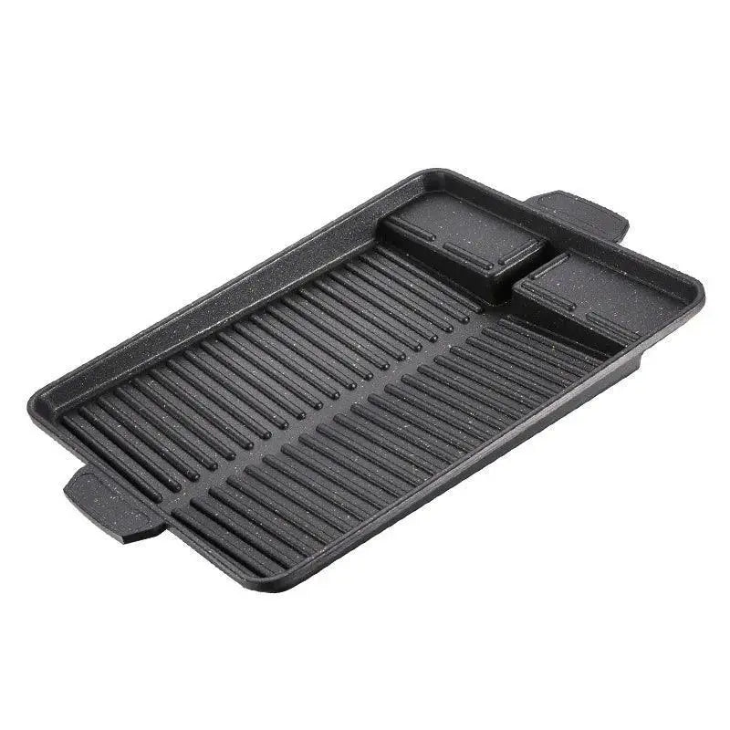 Portable Nonstick BBQ Grill Pan For Korean Barbecue 32x26cm