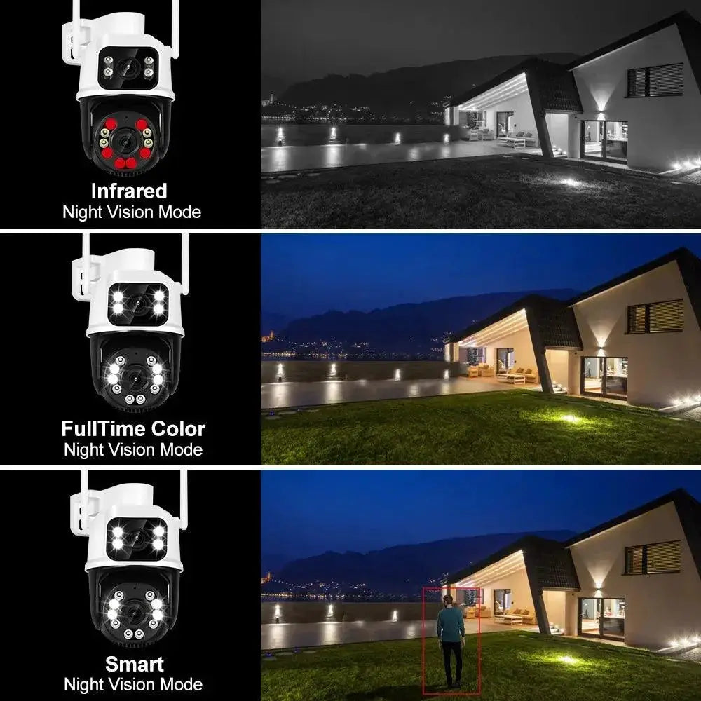 Advanced Dual Lens Outdoor Security Camera Dual Screens