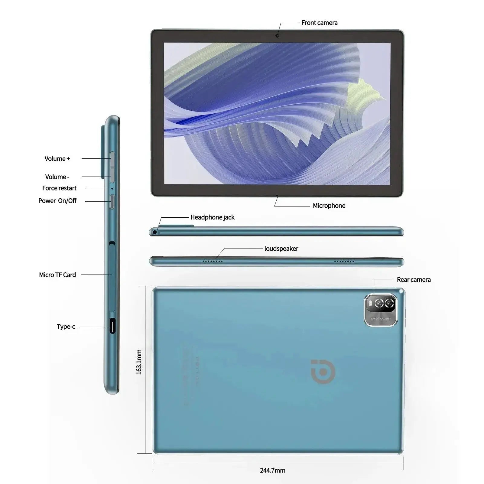 Pritom 10 Inch Android Tablet Quad Core HD Display