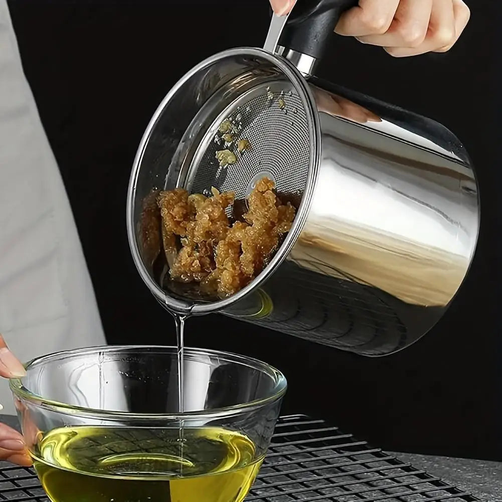 Stainless Steel Cooking Oil Dispenser Pot with Fine Mesh Strainer — product view 5