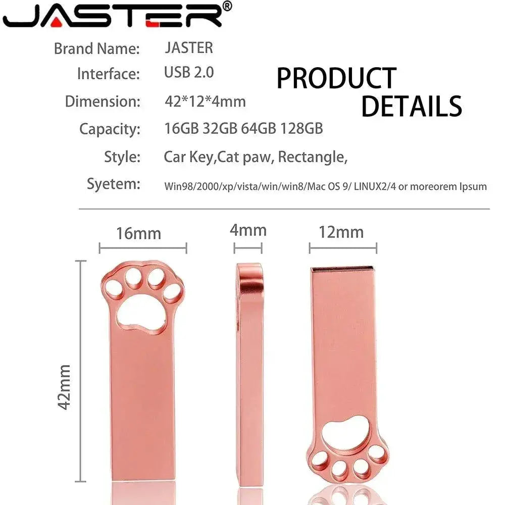 Metal Cat Claw USB Flash Drive Key Chain Pen Drive