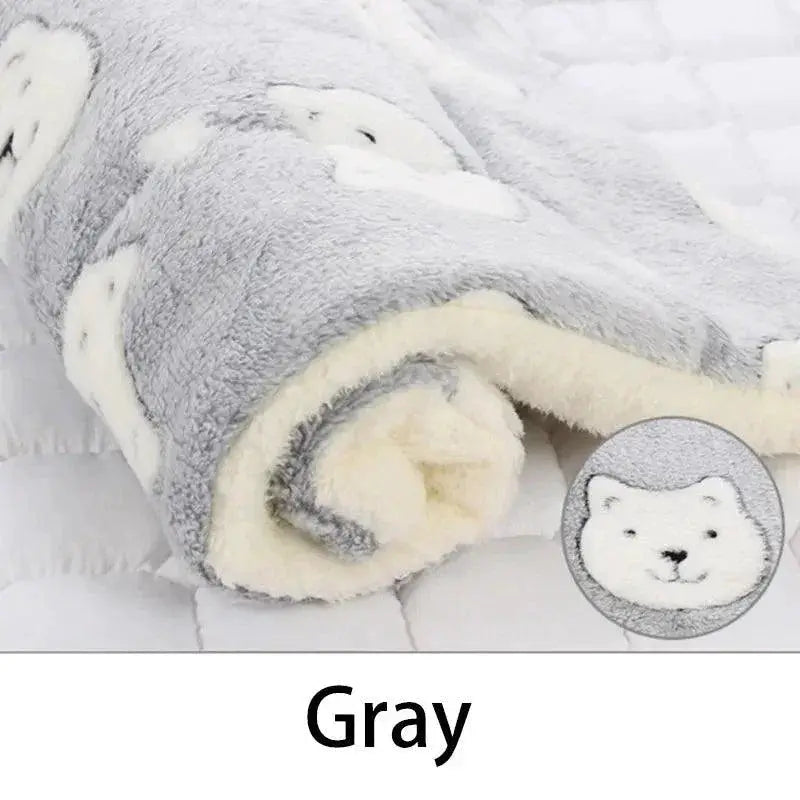 Cozy Pet Blanket Soft Warm Fleece Bear Pattern Pad Cover