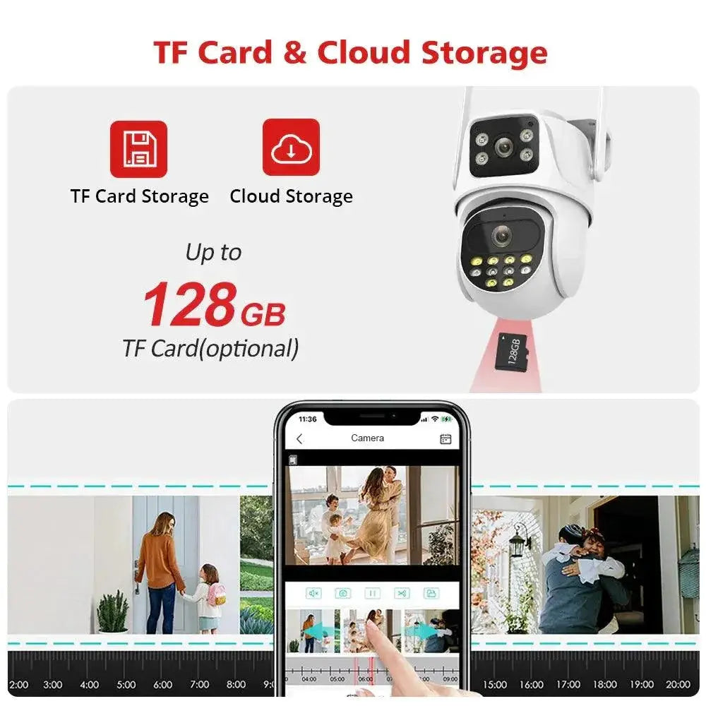Dual Lens Outdoor Security Camera AI Tracking Waterproof