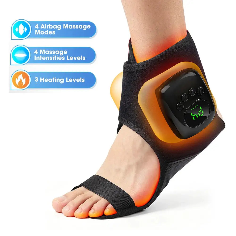 Dual Airbag Foot Ankle Massager 4 Levels Heating 3 Air Compression Kneading Massage Hot Compress Electric Heating Ankle Guard