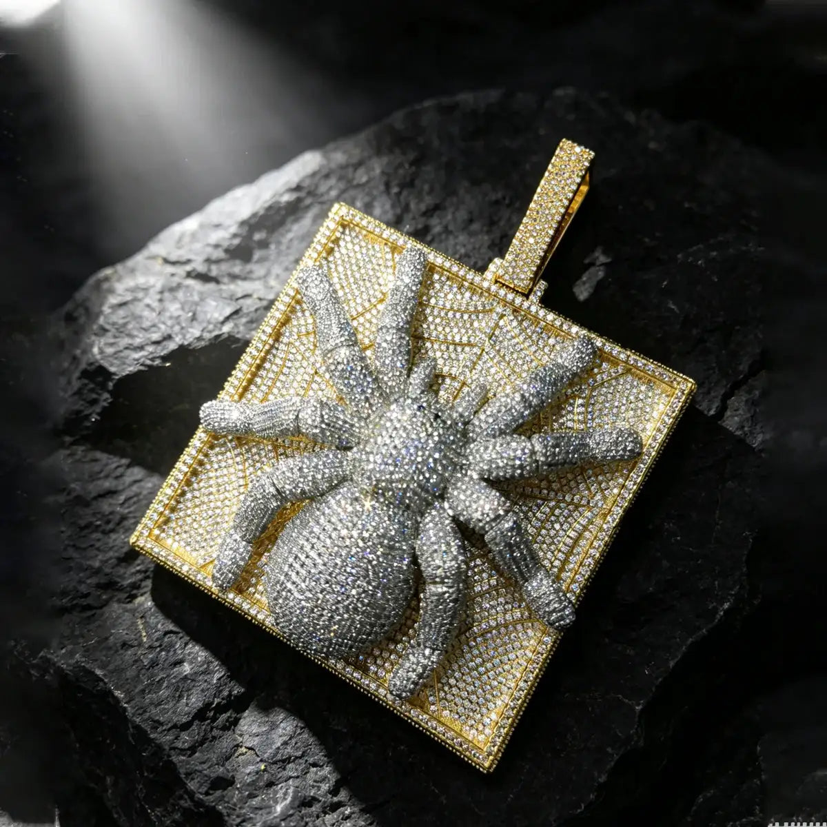 Shiny Sparkling Ice Out CZ Spider Design Charm Gold Plated — product view 1