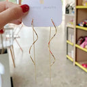 Minimalist Long Wavy Fringe Drop Earrings For Women