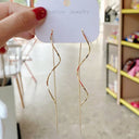 Minimalist Long Wavy Fringe Drop Earrings For Women Fashionable Hanging Jewelry