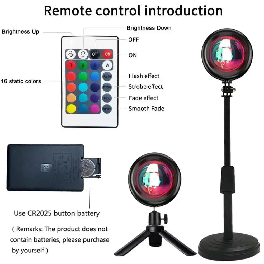 Sunset Projector Lamp Rainbow Atmosphere Night Light Decor